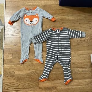 Set of two baby boy footie pajamas